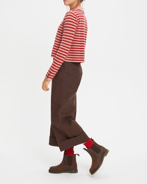 Padima Sweater in Red & Pink Stripe Cashmere