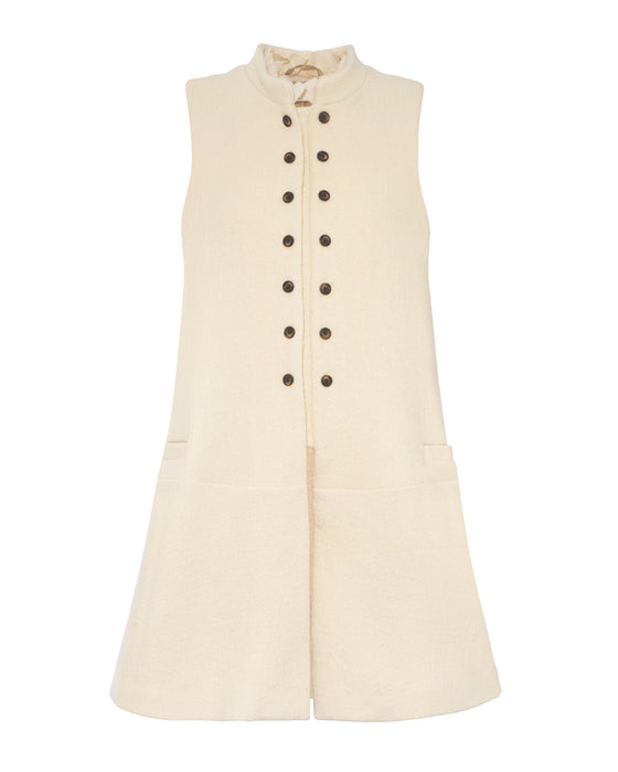 Percy Gilet in Cream Textured Wool