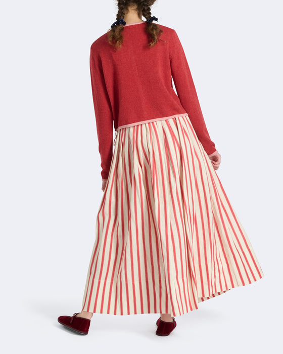 Perry Skirt in Thick Red Stripe Linen
