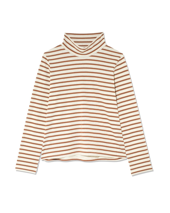 Polo neck in Brown Stripe Organic Cotton