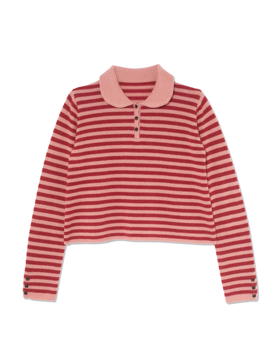Padima Sweater in Red & Pink Stripe Cashmere