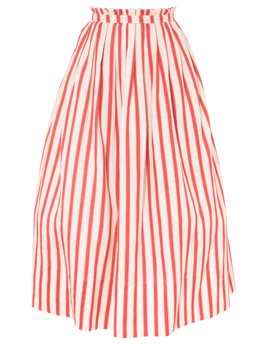 Perry Skirt in Thick Red Stripe Linen