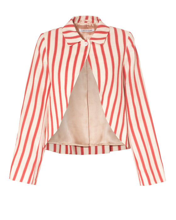 Petal Jacket in Thick Red Stripe Linen