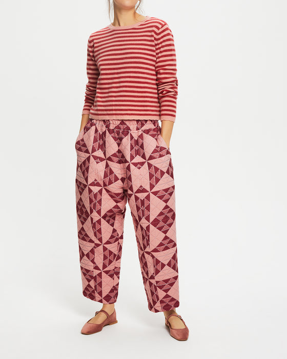 Quilted Trousers in Red & Pink