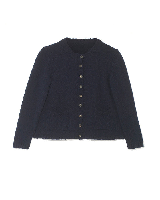 School Cardigan in navy lambswool