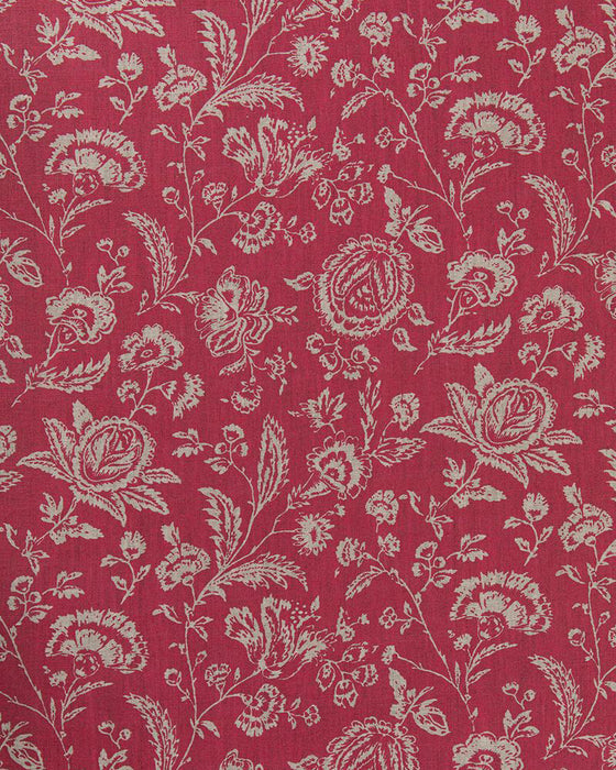 French Toile Berry Red on Natural Linen