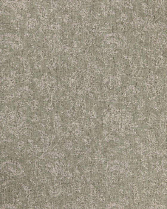 French Toile Aqua on Natural Linen