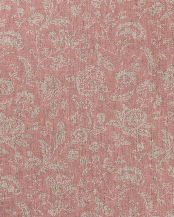 French Toile Pink on Natural Linen