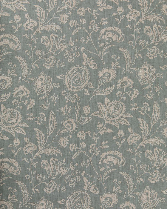 French Toile Teal on Natural Linen