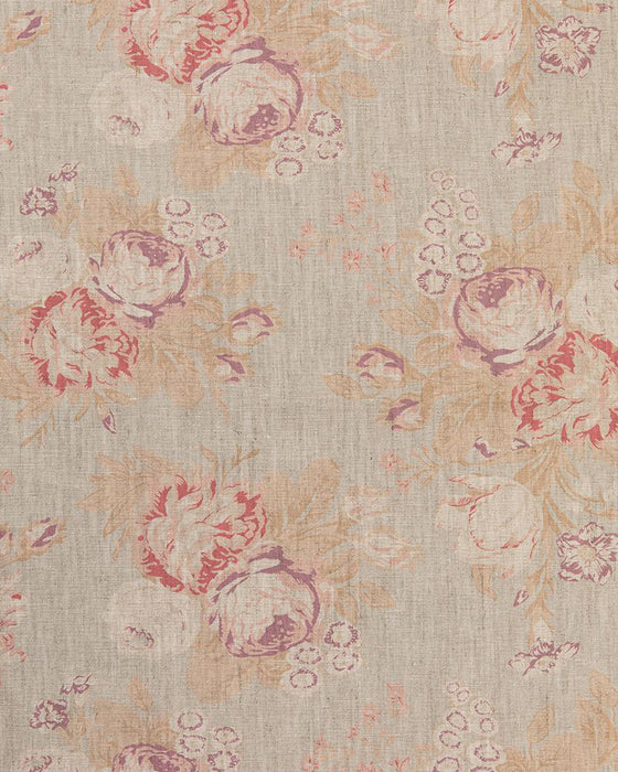 Tulips and Roses Multi on Natural Linen