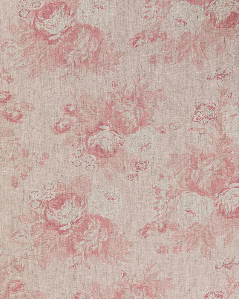 Tulips & Roses Pink on Natural Linen | Cabbages & Roses– cabbagesandroses