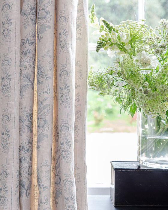 India Rose Teal on Natural Linen