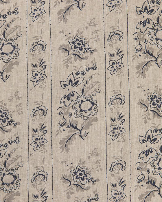 India Rose Navy on Natural Linen