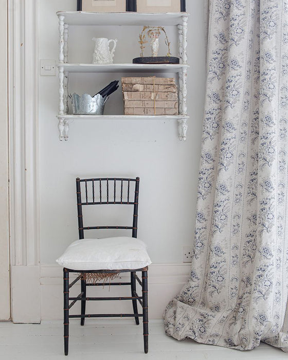 India Rose Navy on Natural Linen