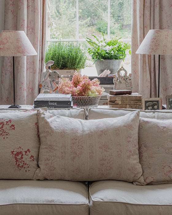 India Rose Pink on Natural Linen