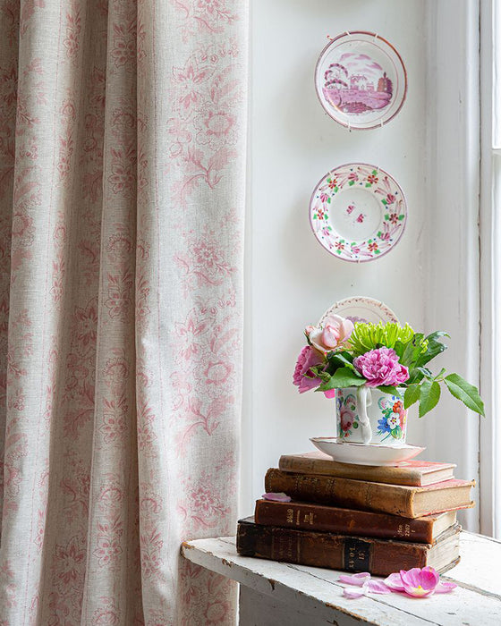 India Rose Pink on Natural Linen