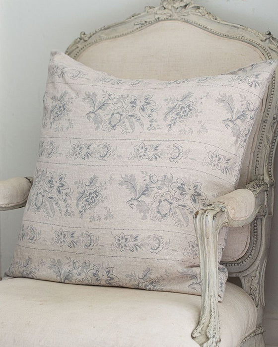India Rose French Blue on Natural Linen