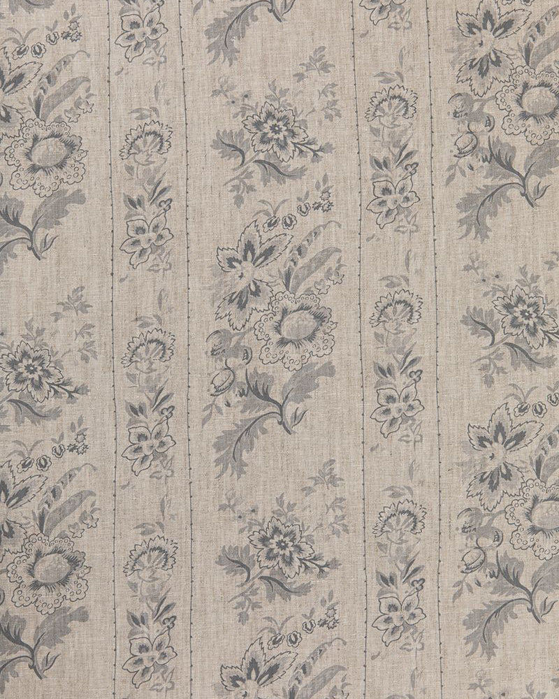 India Rose French Blue on Natural Linen | Cabbages & Roses