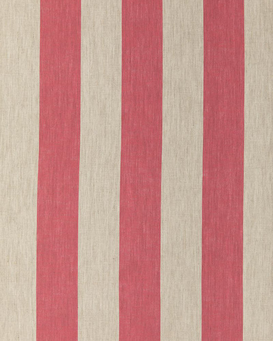 Three Inch Stripe Berry Red on Natural Linen