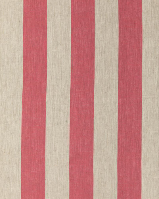 Three Inch Stripe Berry Red on Natural Linen
