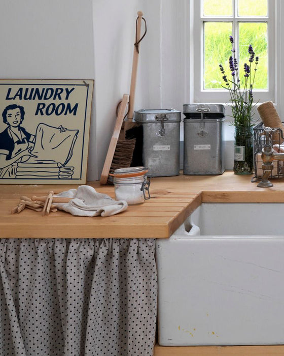 Scoopy Charcoal on Natural Linen