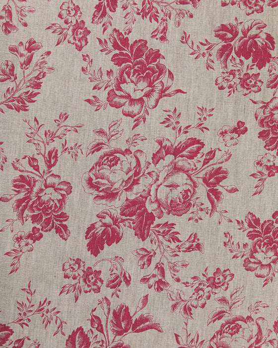 Paris Rose Berry Red on Natural Linen