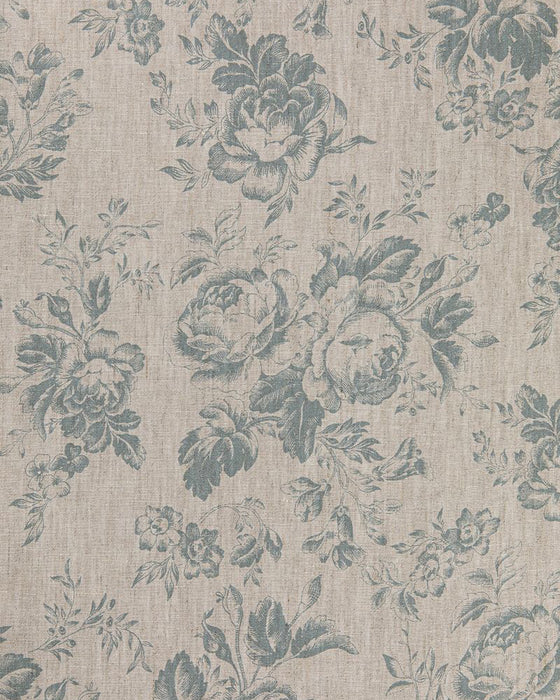 Paris Rose Teal on Natural Linen