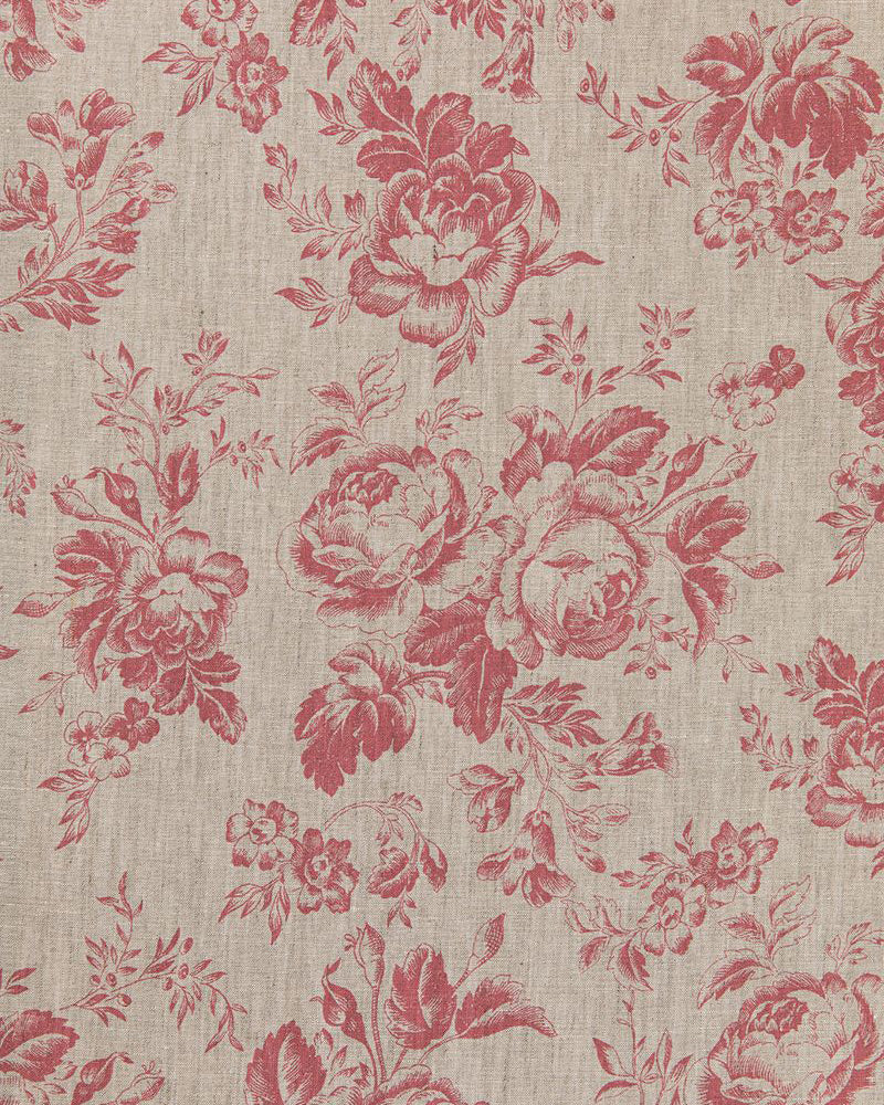 Paris Rose Raspberry on Natural Linen | Cabbages & Roses– cabbagesandroses