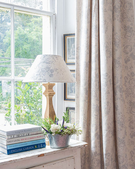 Paris Rose French Blue on Natural Linen