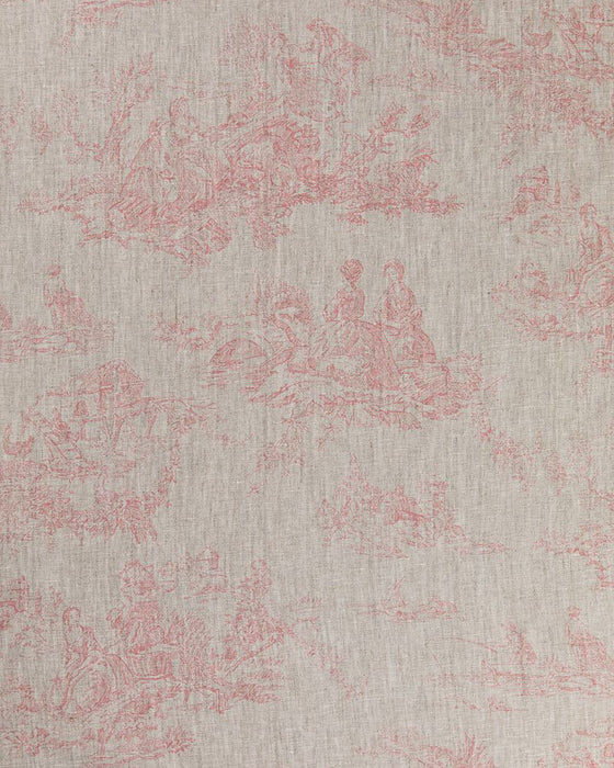 Toile de Poulet Pink on Natural Linen