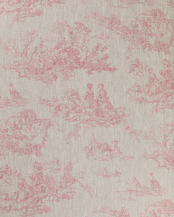 Toile de Poulet Raspberry on Natural Linen