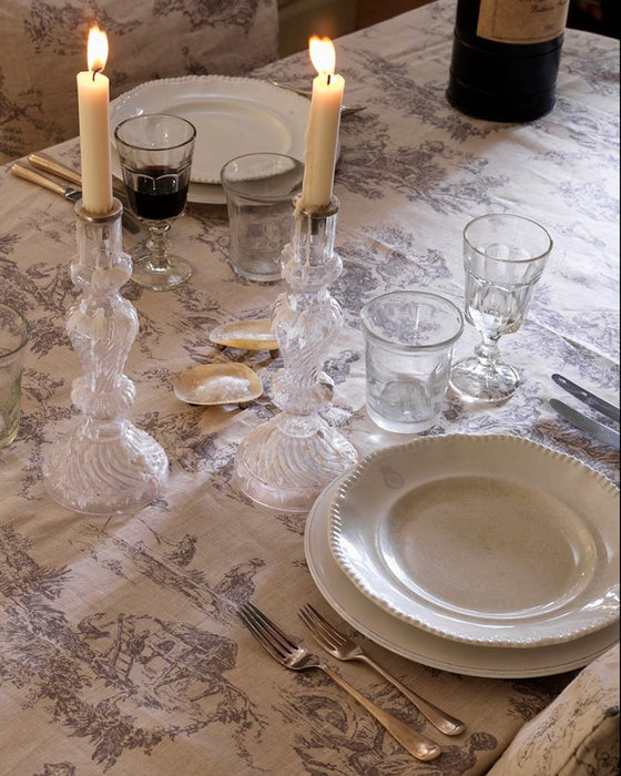 Toile de Poulet Charcoal on Natural Linen