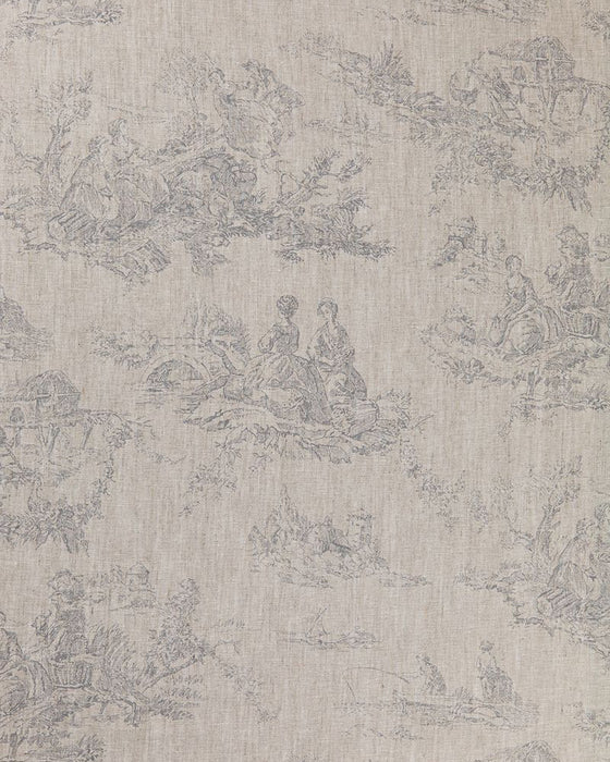 Toile de Poulet French Blue on Natural Linen