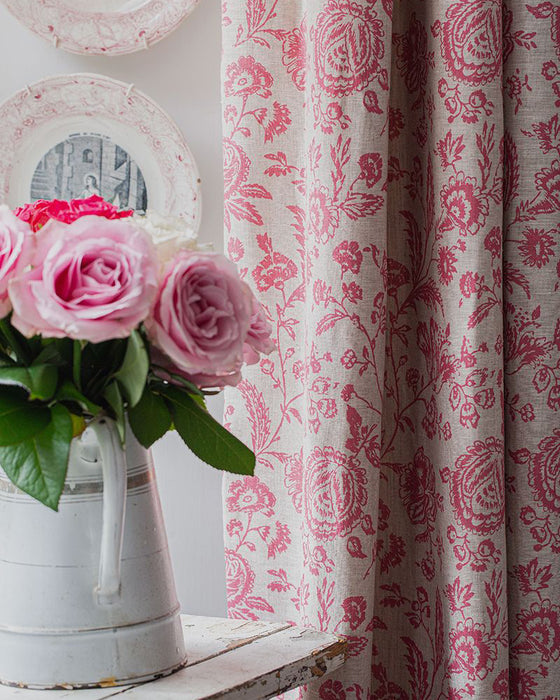 Provence Toile Berry Red on Natural Linen