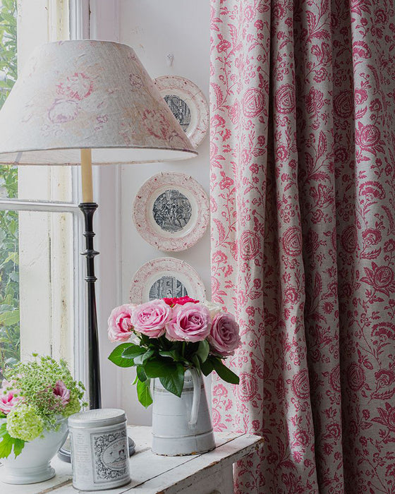 Provence Toile Berry Red on Natural Linen