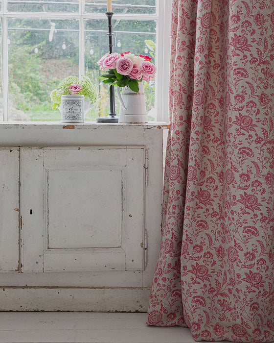 Provence Toile Berry Red on Natural Linen