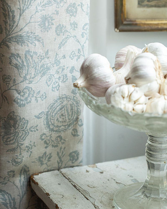 Provence Toile Teal on Natural Linen