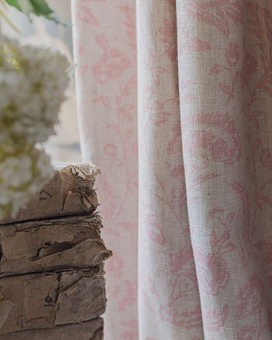 Provence Toile Pink on Natural Linen