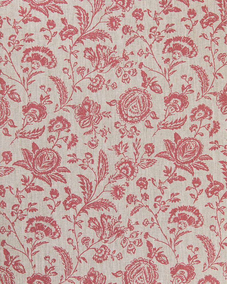 Provence Toile Raspberry on Natural Linen | Cabbages & Roses ...