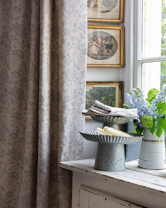 Provence Toile French Blue on Natural Linen