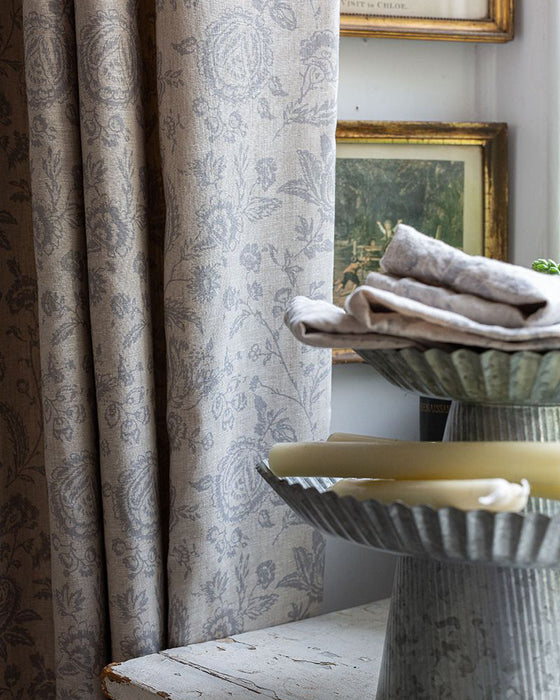 Provence Toile French Blue on Natural Linen