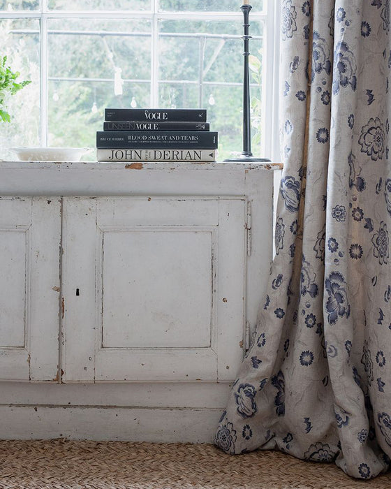 Elgin Navy on Natural Linen