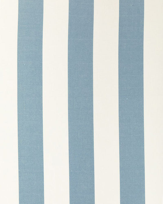 Three Inch Stripe Blue on White Linen