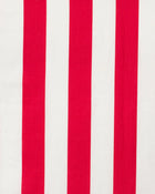 Two Inch Stripe Cerise on White Linen