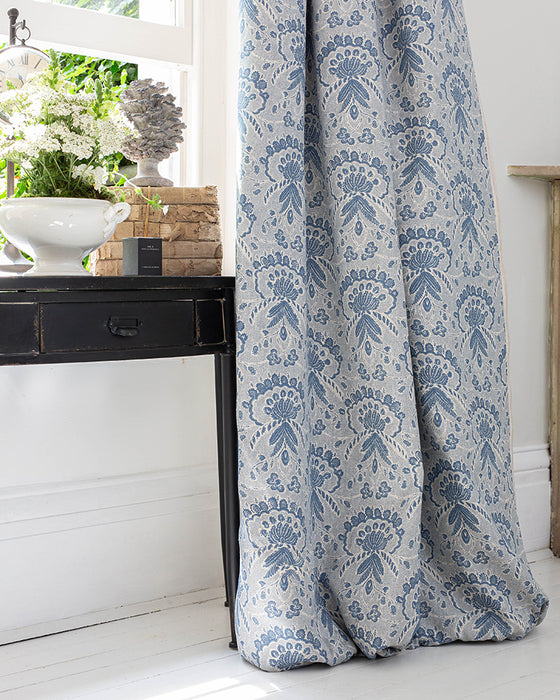 Rosemary Navy on Natural Linen