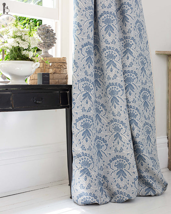 Rosemary Navy on Natural Linen