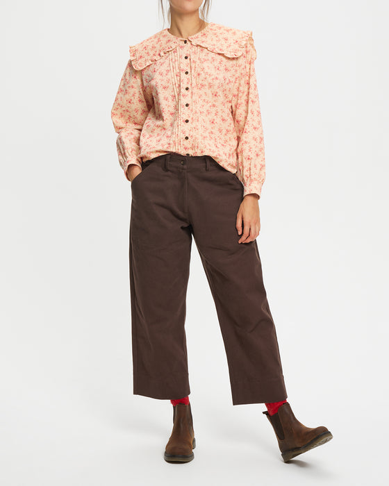 Nico Trousers in Dark Brown Twill