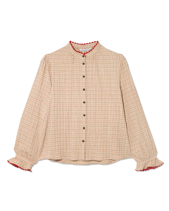 Sophia Shirt in Red & Beige check