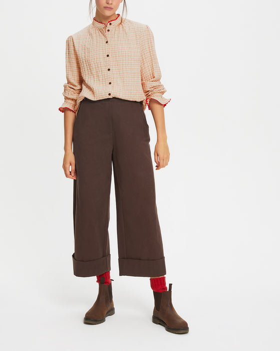 Sophia Shirt in Red & Beige check