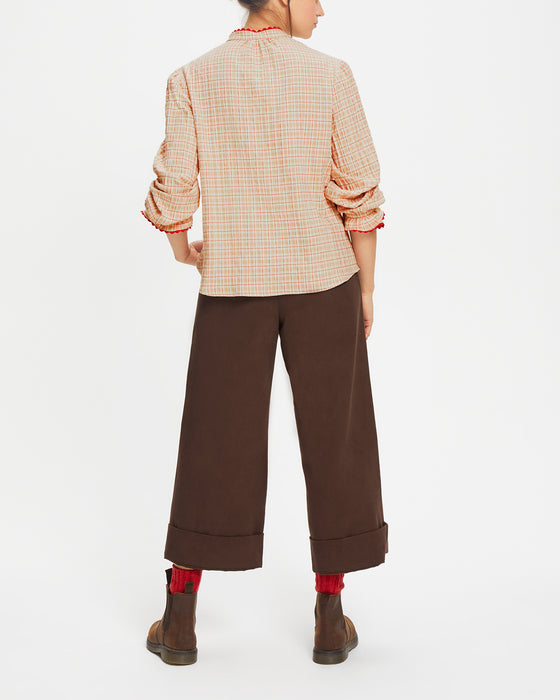 Sophia Shirt in Red & Beige check